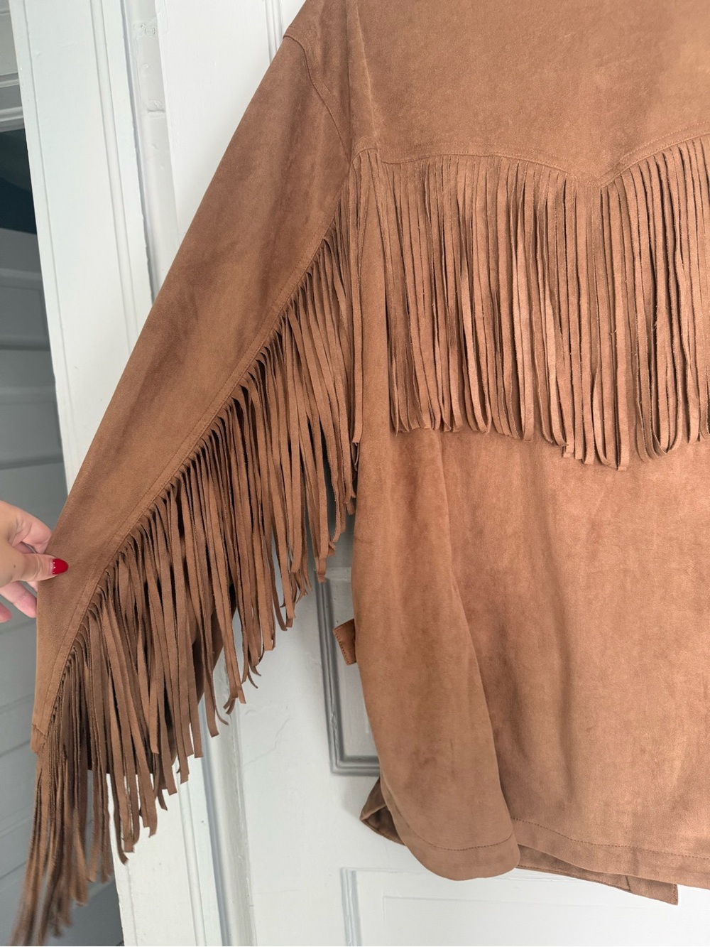 We The Free Fringe Out Vegan Suede Jacket L - Picture 8 of 15